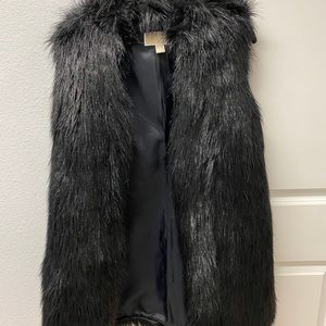 Michael Michael Kors Faux Black Long Fur Vest
